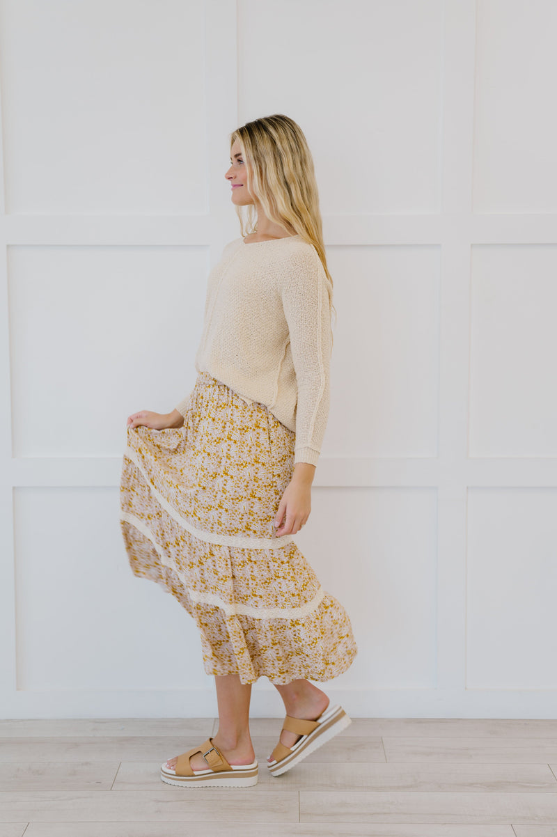 Cover Me In Florals Midi Skirt