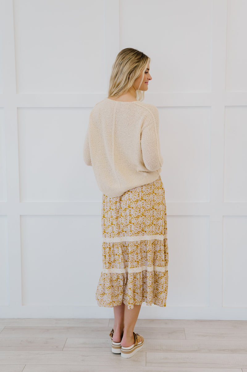 Cover Me In Florals Midi Skirt