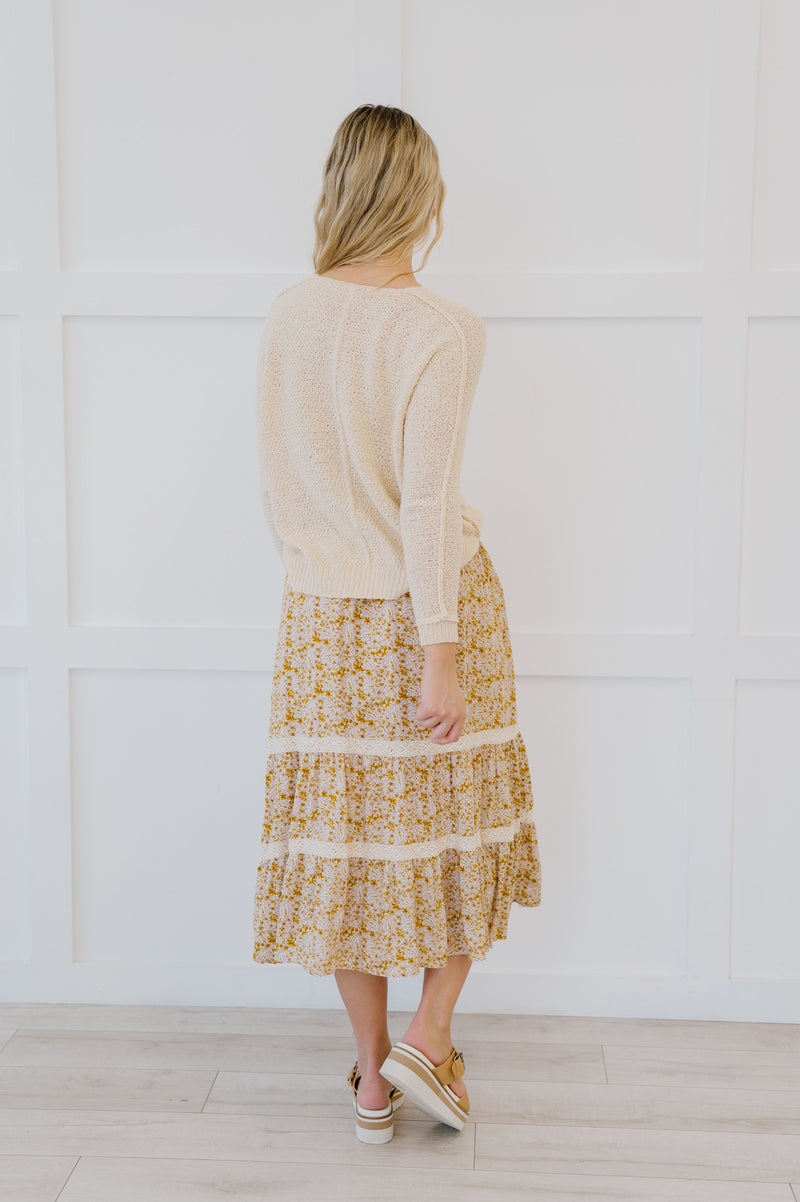 Cover Me In Florals Midi Skirt