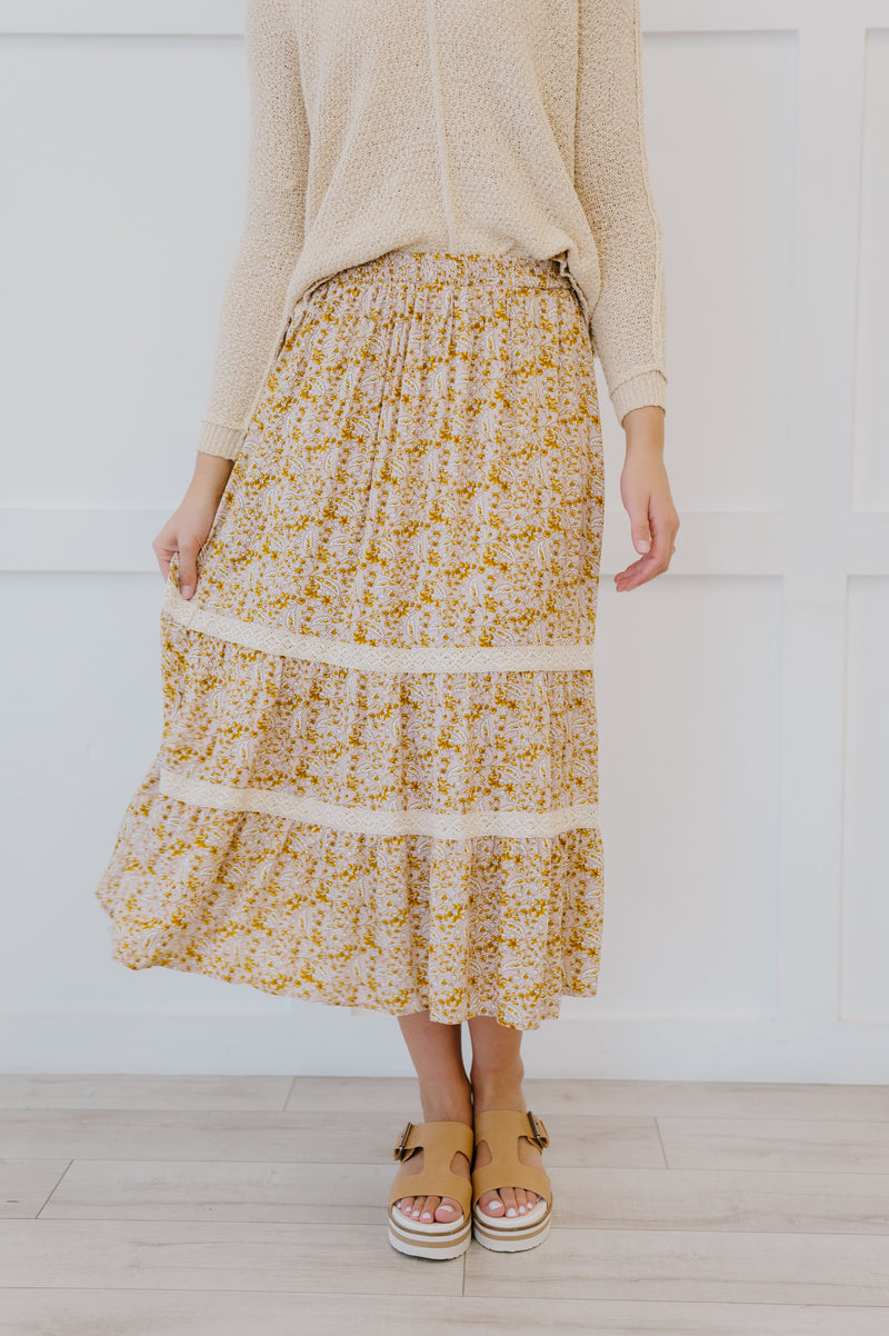 Cover Me In Florals Midi Skirt