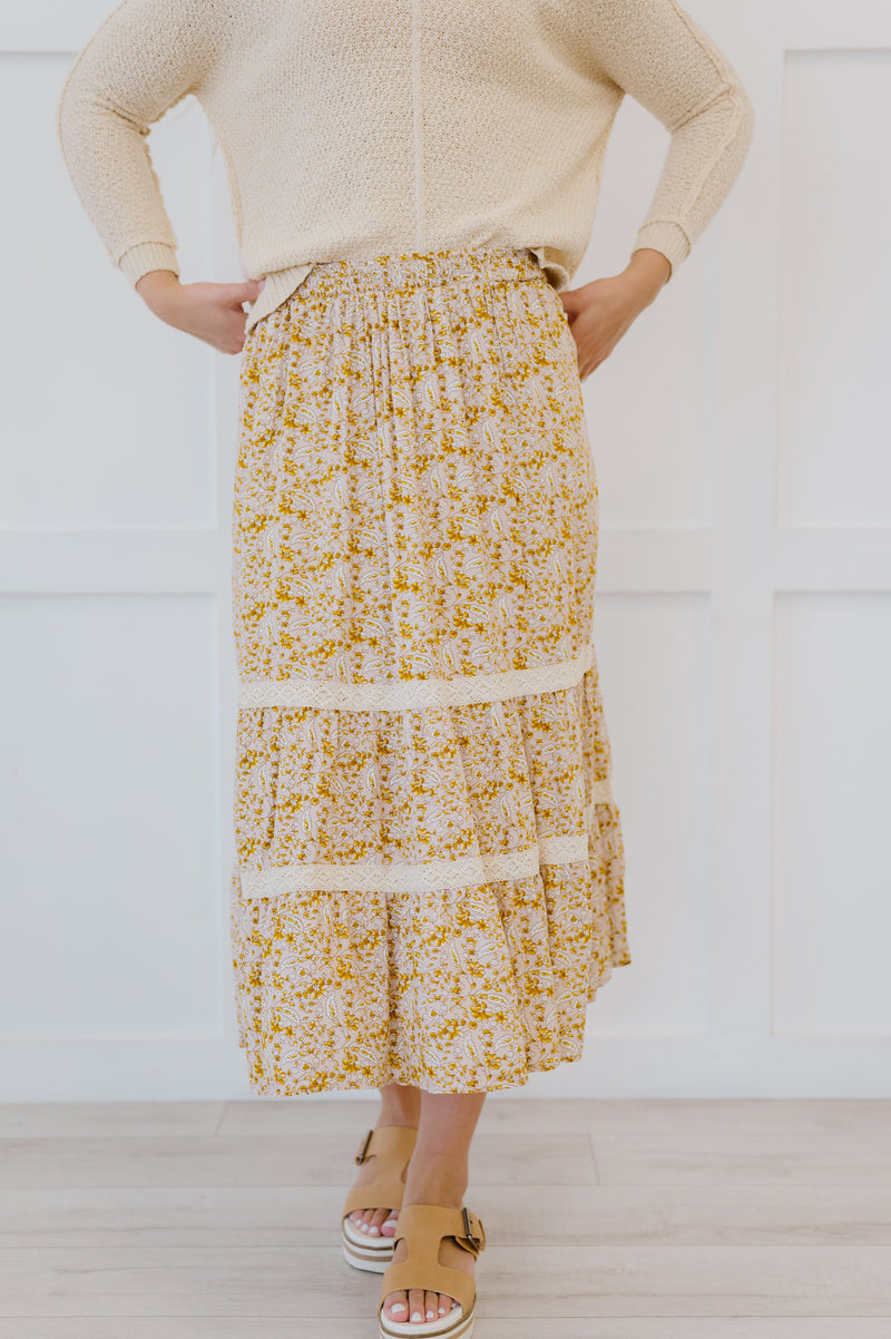 Cover Me In Florals Midi Skirt