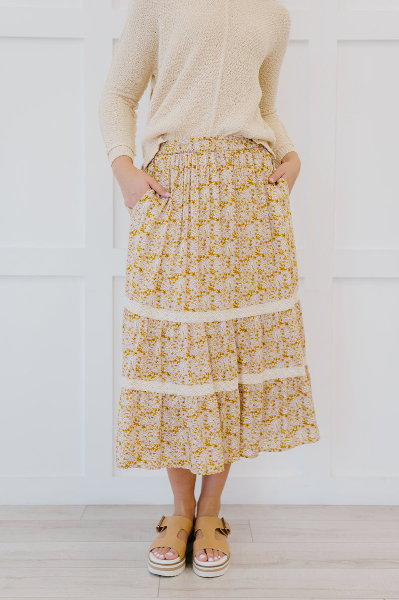 Cover Me In Florals Midi Skirt