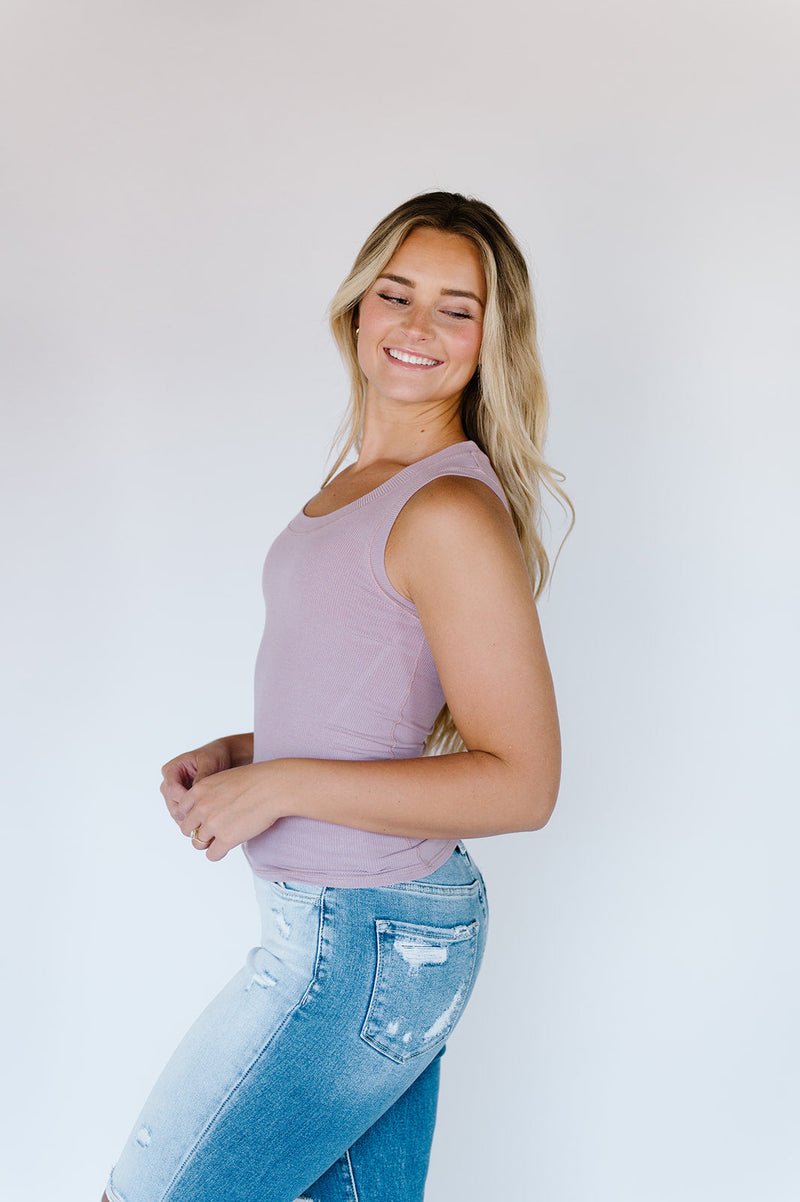 Summer Soulmates Ribbed Tank - Lavender