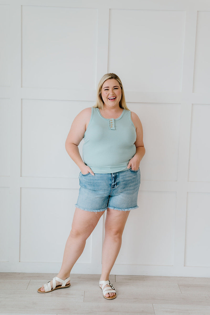 DOORBUSTER Deal! Dream Life Ribbed Tank in Mint