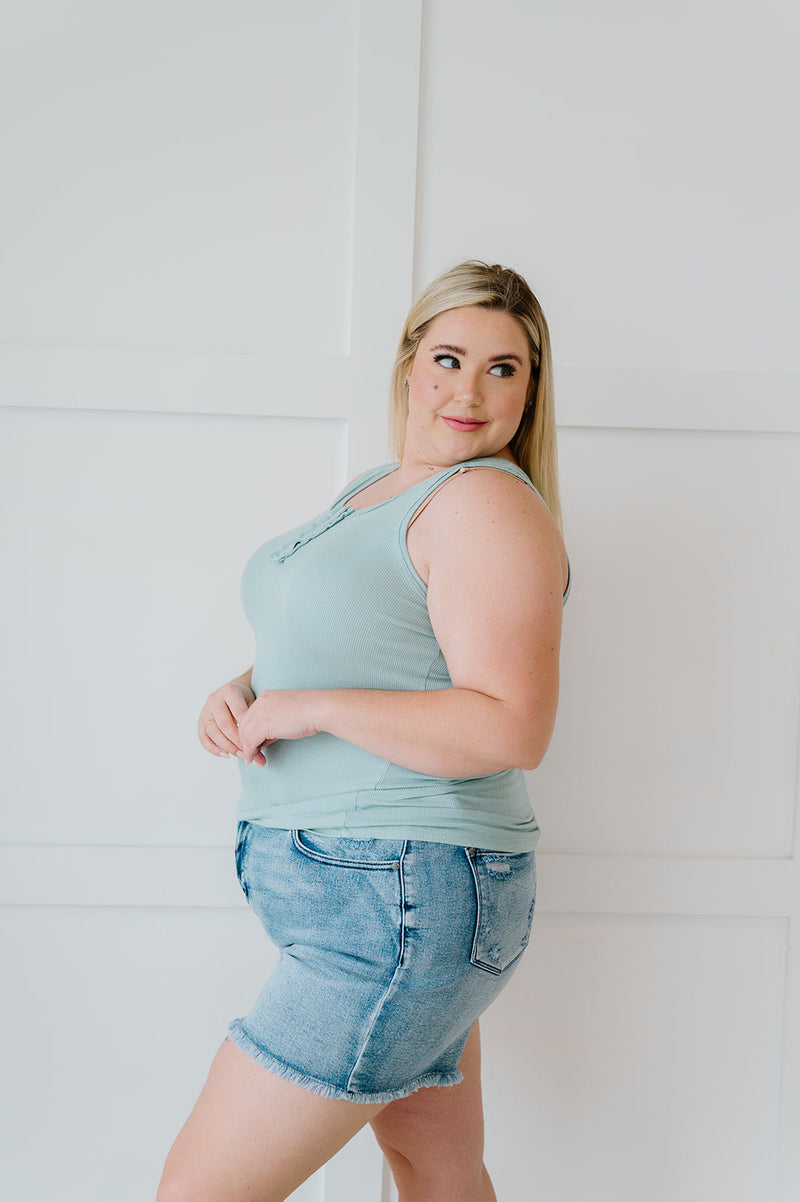 DOORBUSTER Deal! Dream Life Ribbed Tank in Mint