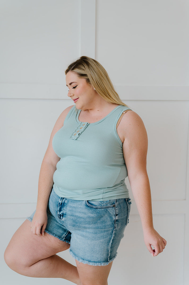 DOORBUSTER Deal! Dream Life Ribbed Tank in Mint