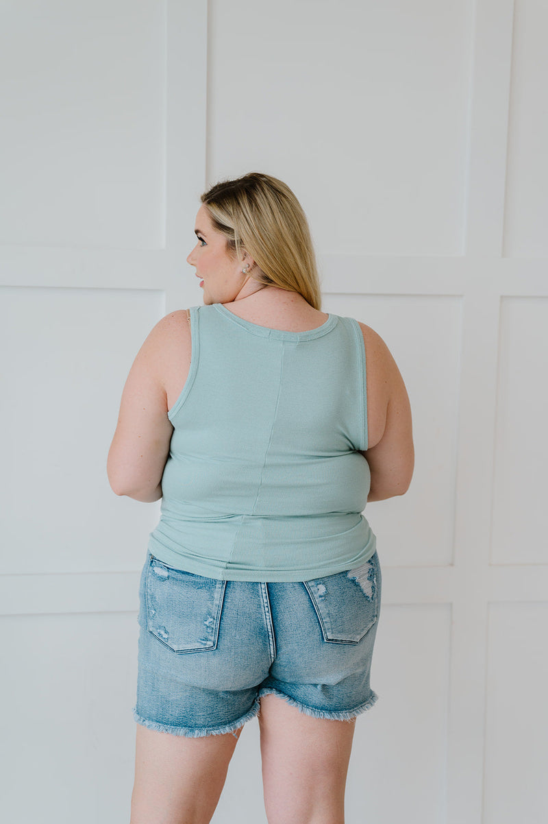 DOORBUSTER Deal! Dream Life Ribbed Tank in Mint