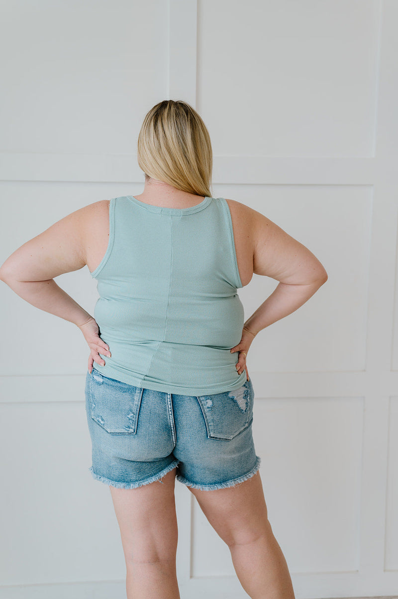 DOORBUSTER Deal! Dream Life Ribbed Tank in Mint