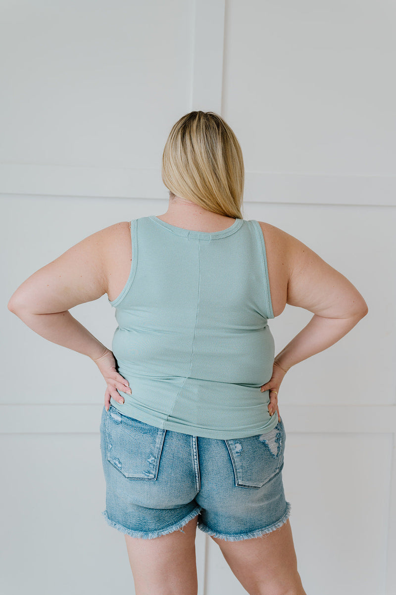 DOORBUSTER Deal! Dream Life Ribbed Tank in Mint