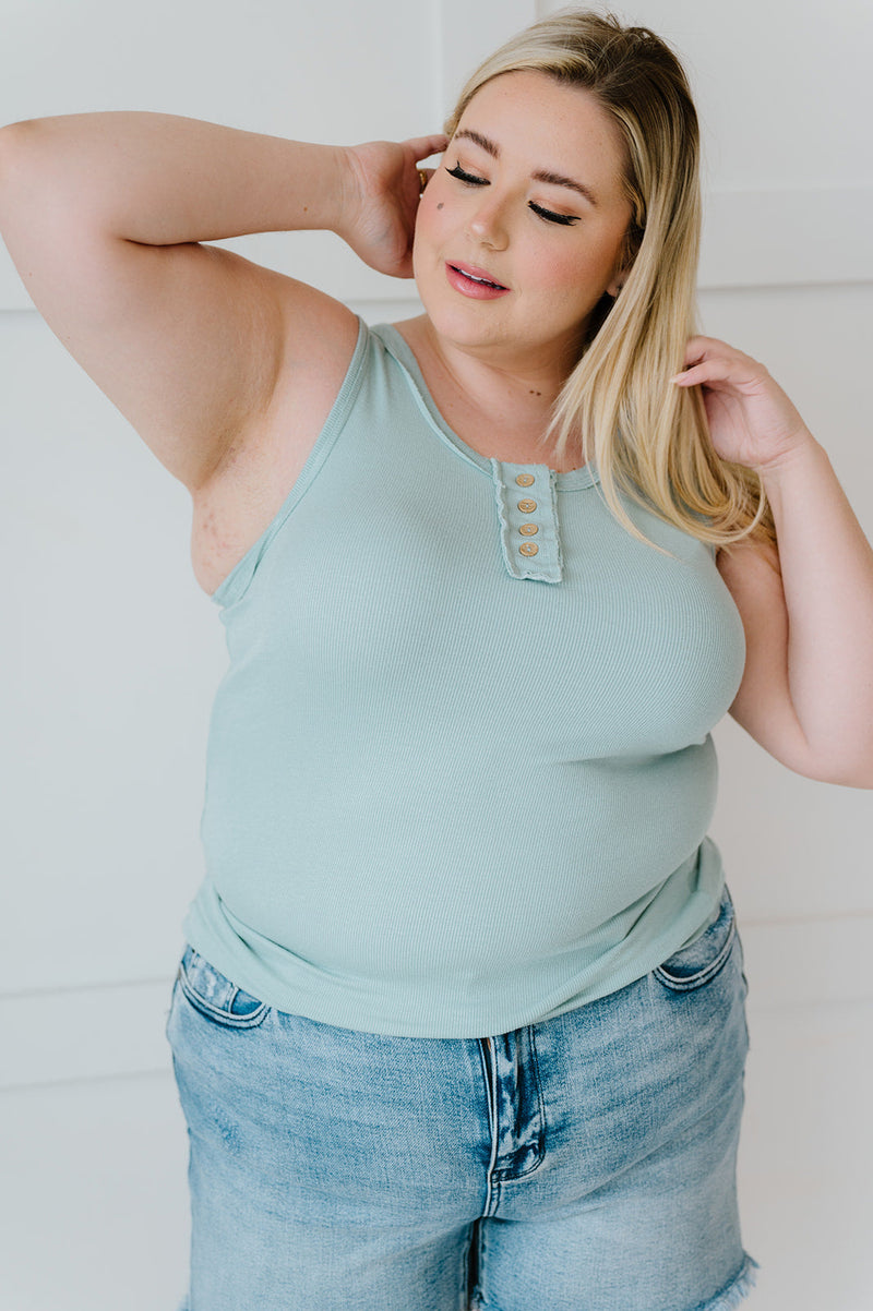 DOORBUSTER Deal! Dream Life Ribbed Tank in Mint