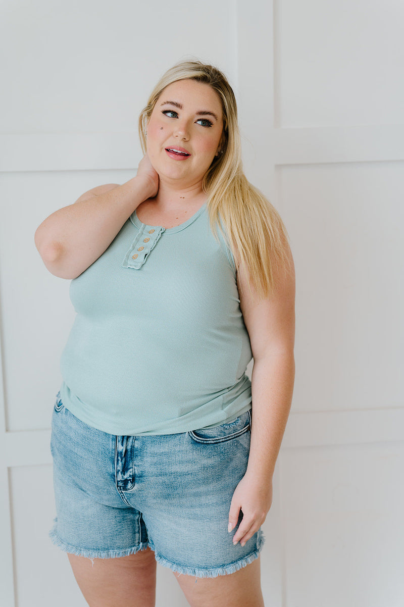DOORBUSTER Deal! Dream Life Ribbed Tank in Mint