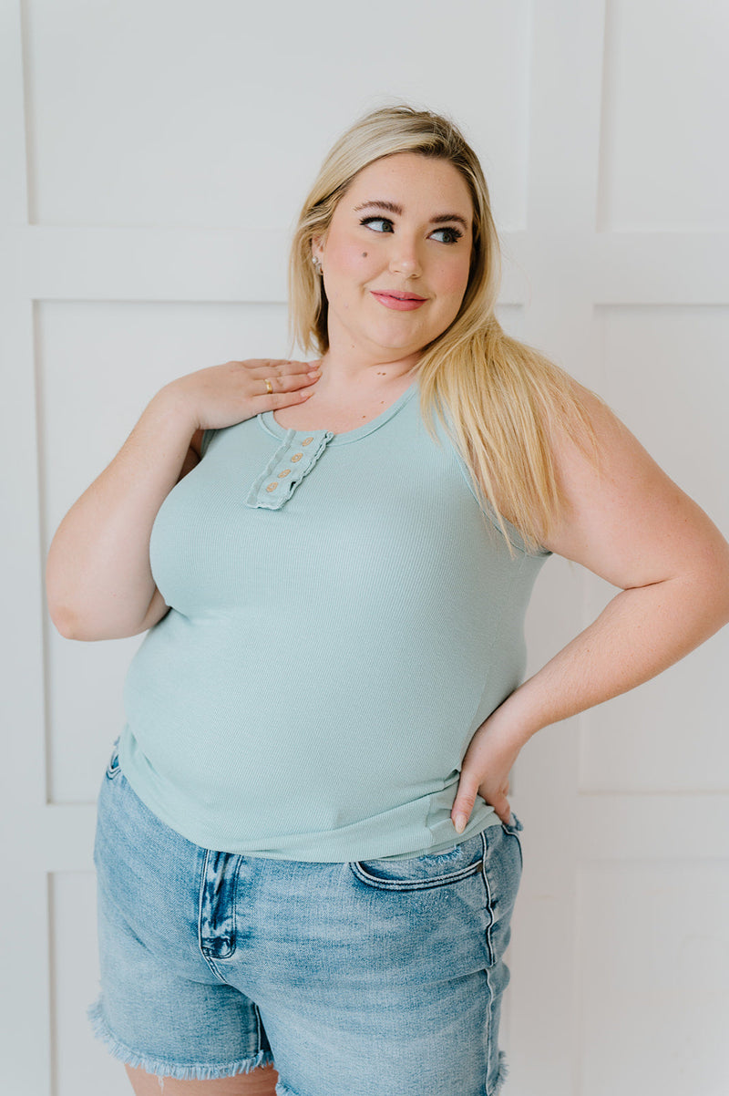 DOORBUSTER Deal! Dream Life Ribbed Tank in Mint
