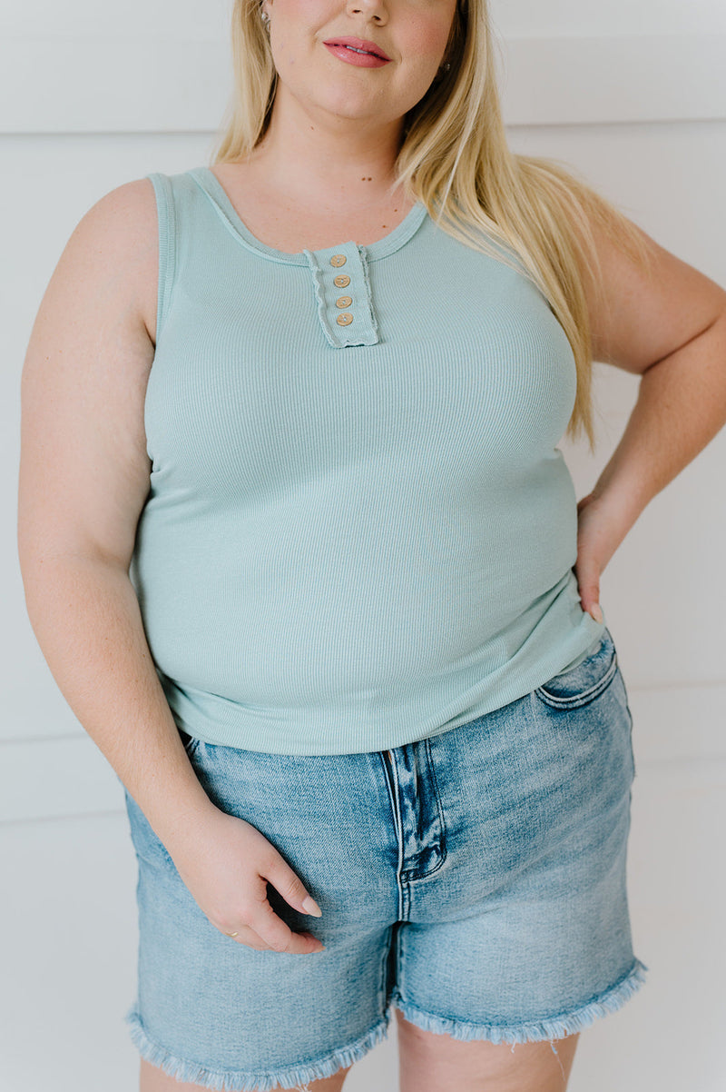 DOORBUSTER Deal! Dream Life Ribbed Tank in Mint