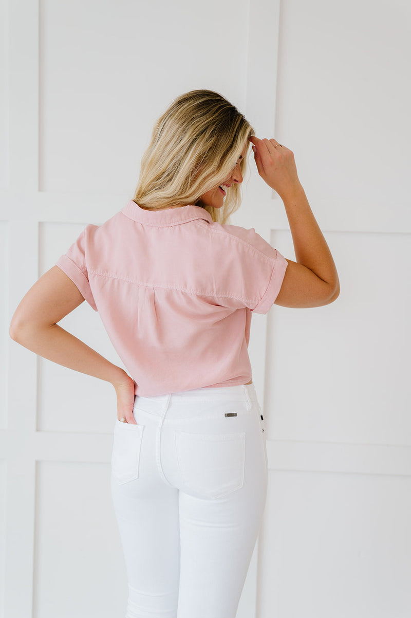 On My Mind Cropped Tencel Top- Pink
