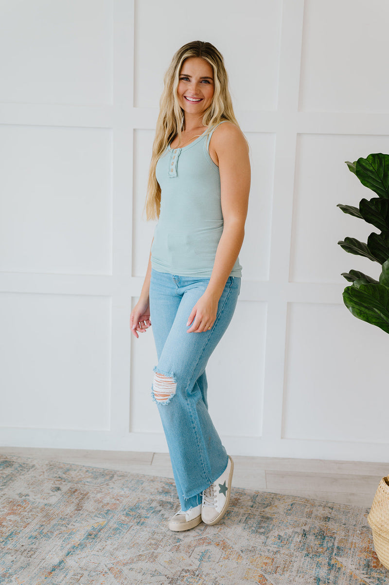 DOORBUSTER Deal! Dream Life Ribbed Tank in Mint
