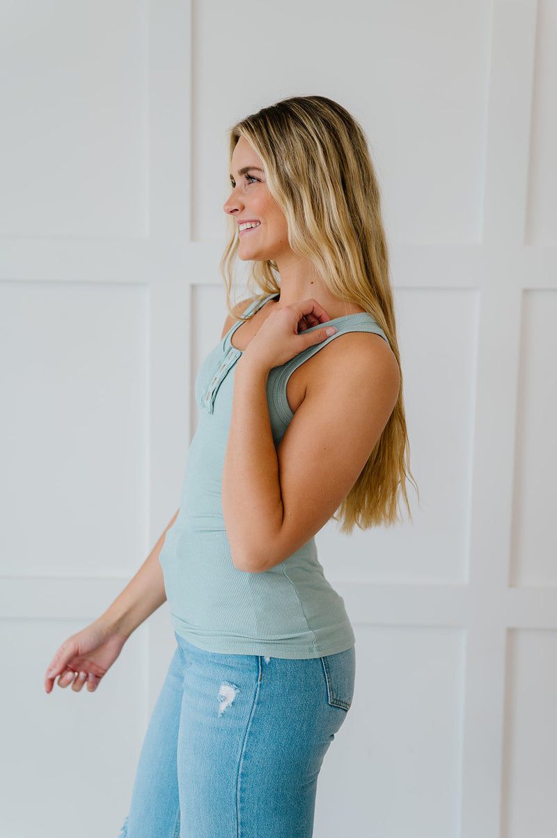 DOORBUSTER Deal! Dream Life Ribbed Tank in Mint