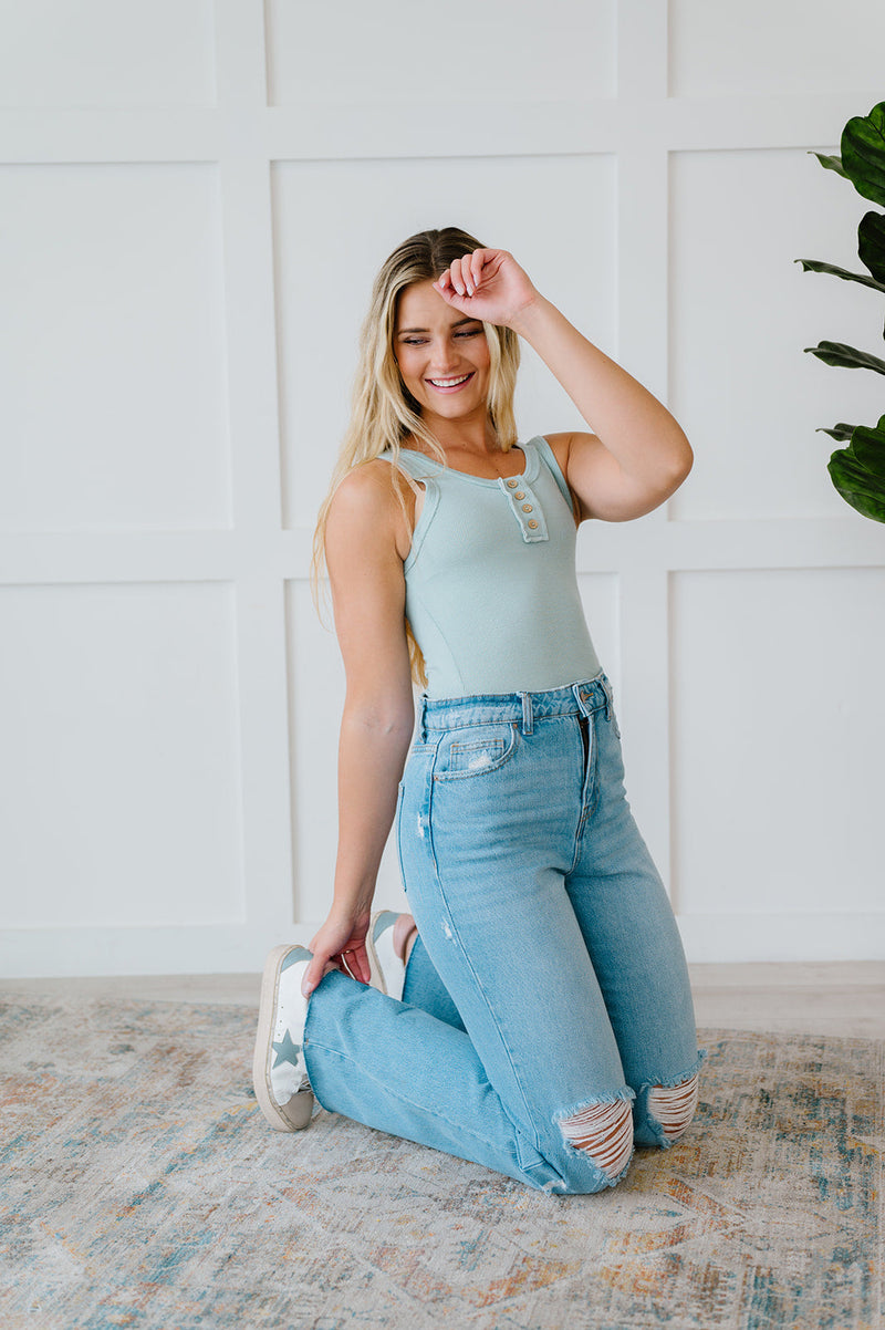DOORBUSTER Deal! Dream Life Ribbed Tank in Mint