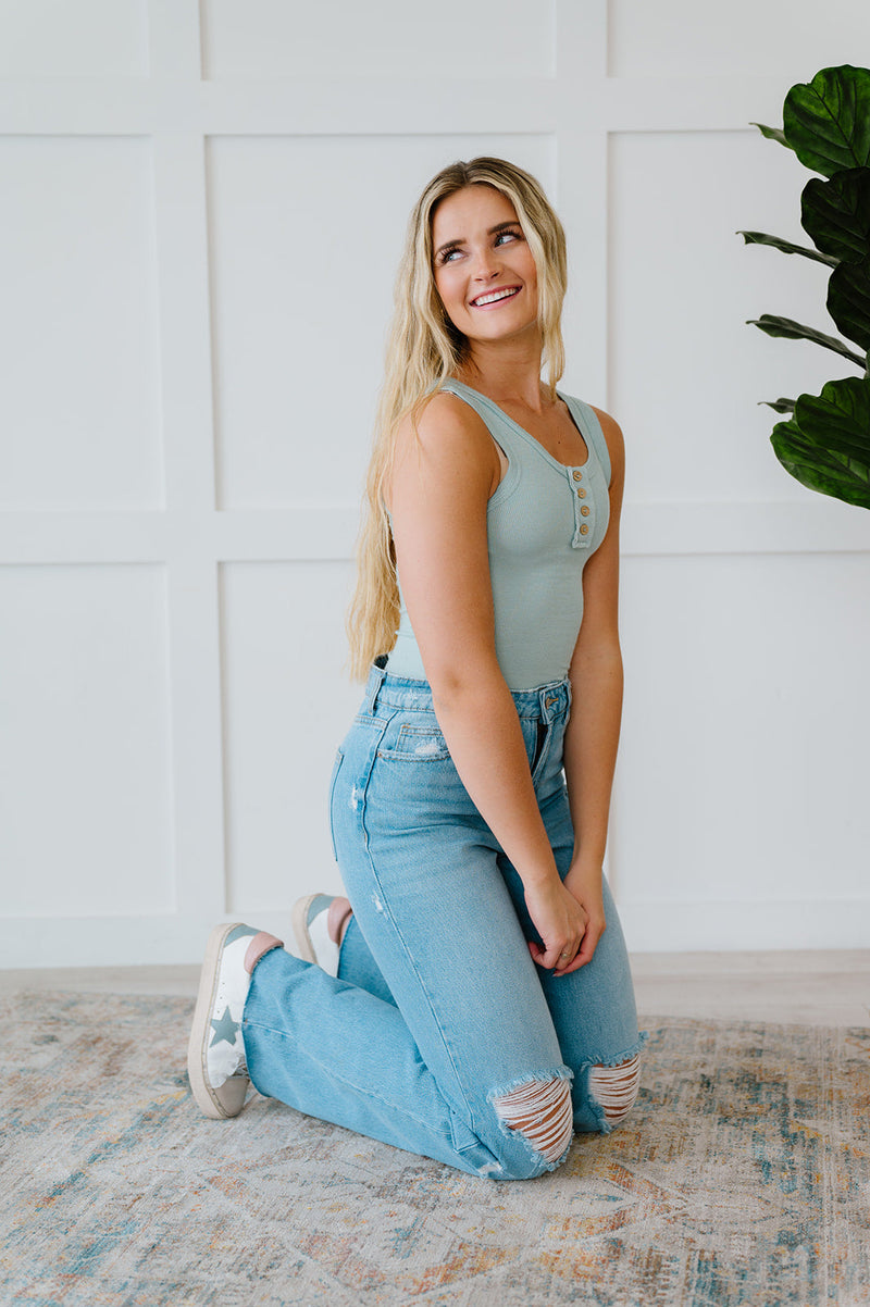 DOORBUSTER Deal! Dream Life Ribbed Tank in Mint