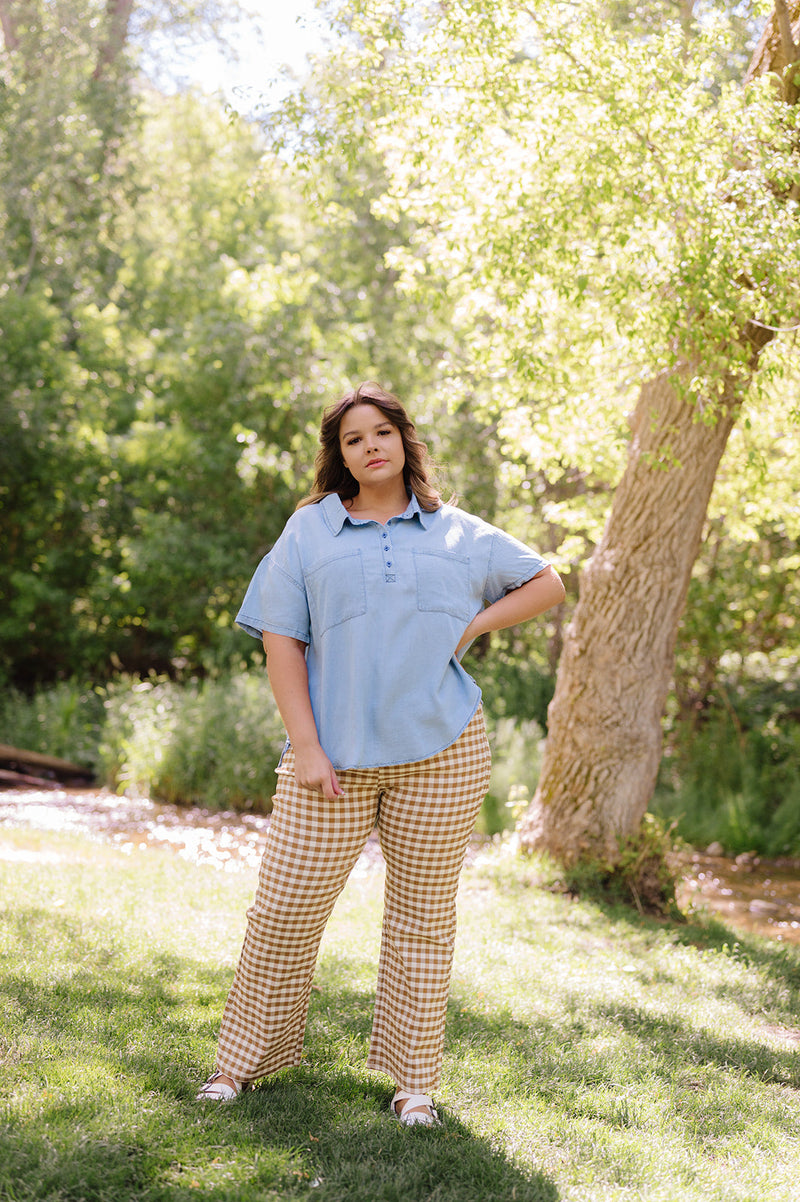 Running Out The Door Collared Top