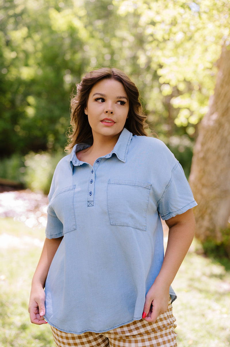 Running Out The Door Collared Top