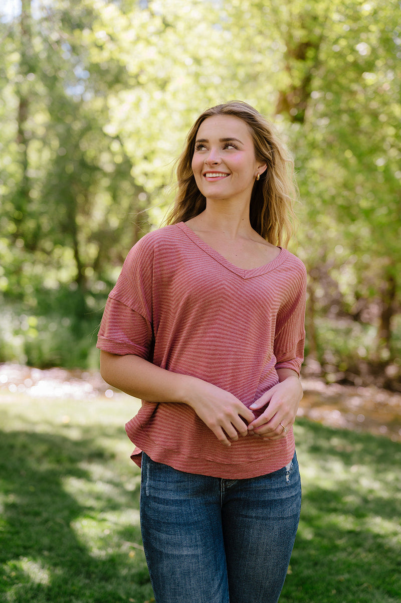 Easily Adored Rolled Sleeve Top