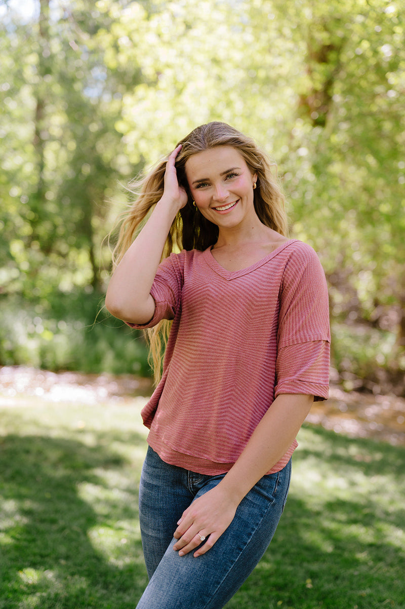 Easily Adored Rolled Sleeve Top