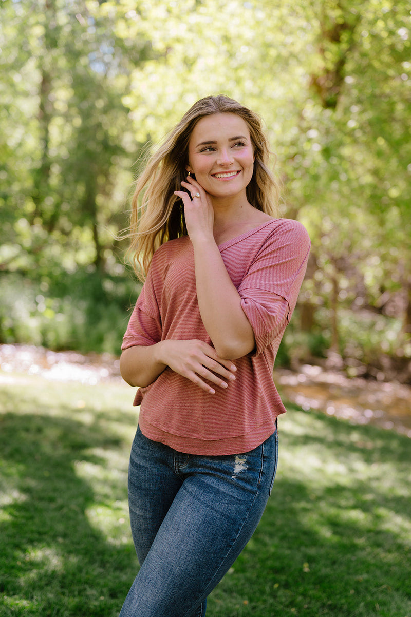 Easily Adored Rolled Sleeve Top