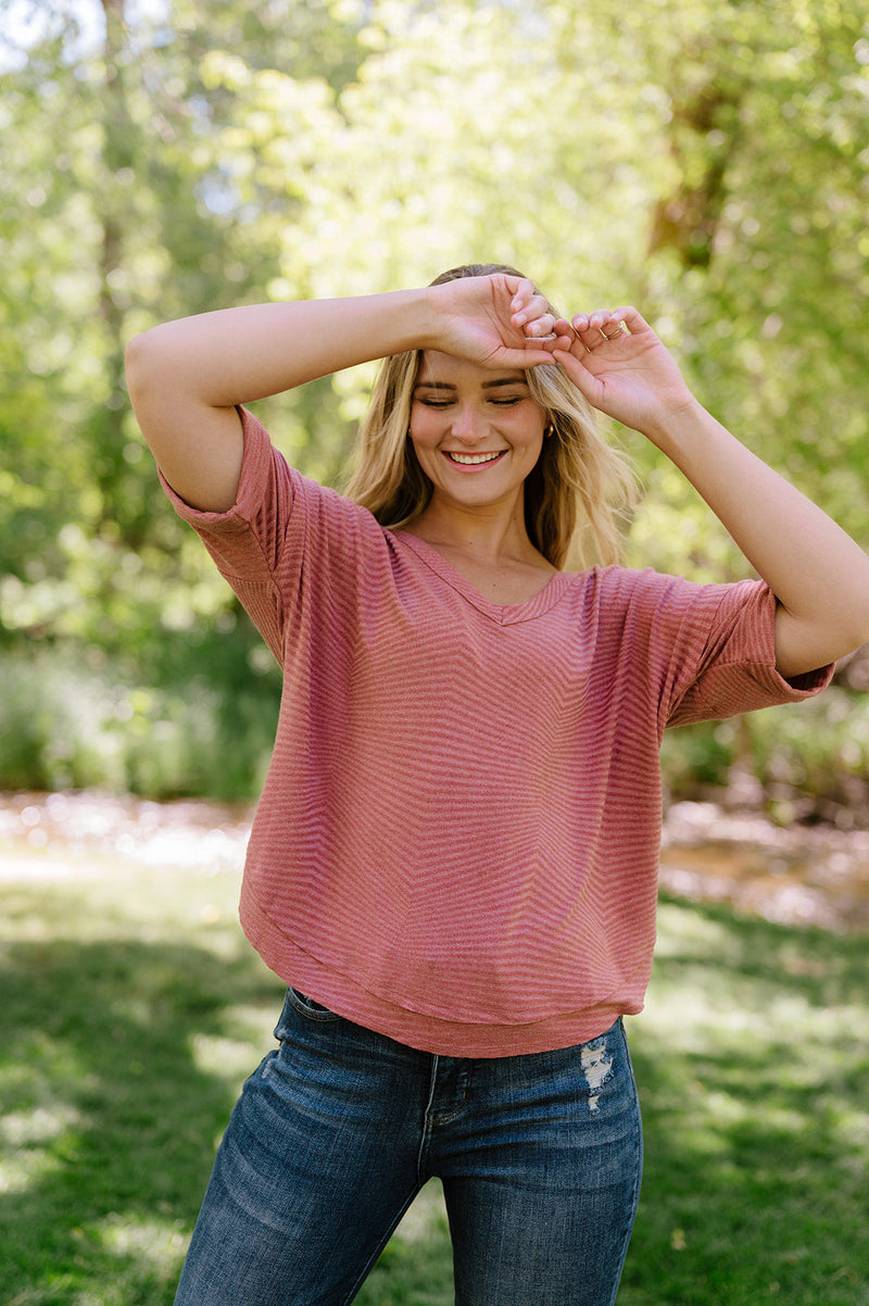 Easily Adored Rolled Sleeve Top