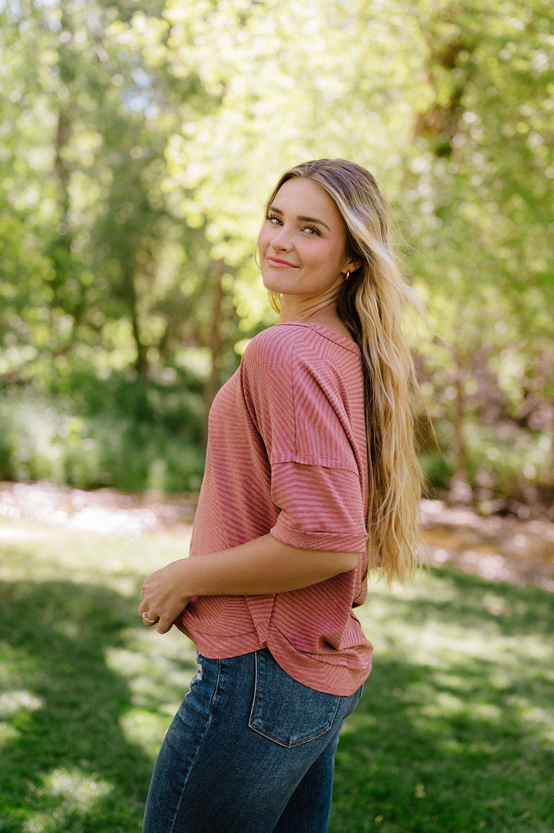 Easily Adored Rolled Sleeve Top