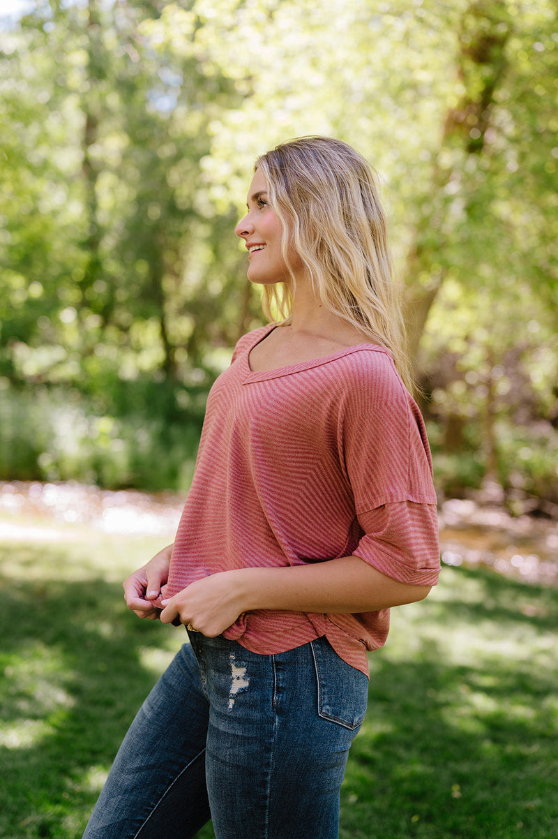 Easily Adored Rolled Sleeve Top
