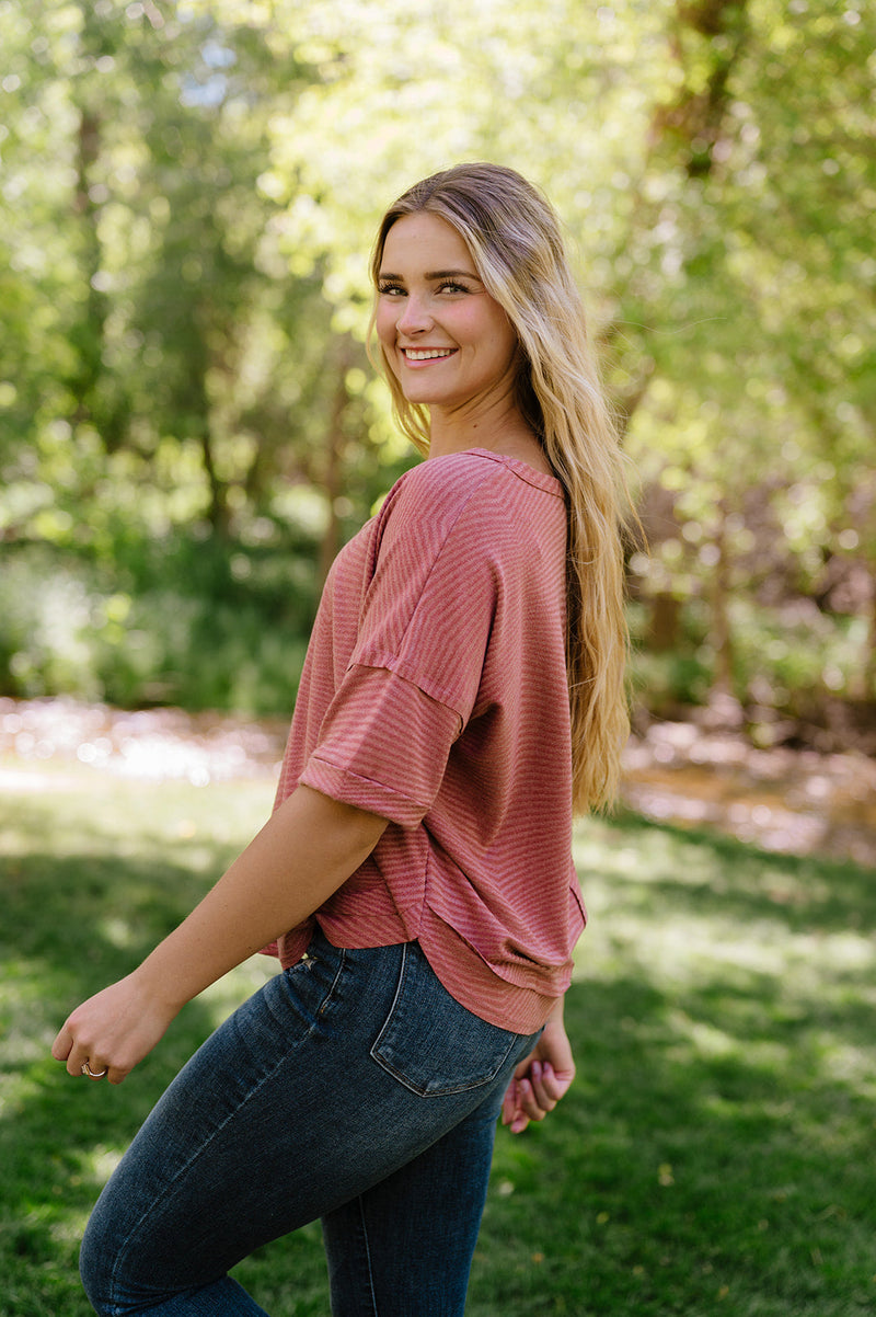 Easily Adored Rolled Sleeve Top