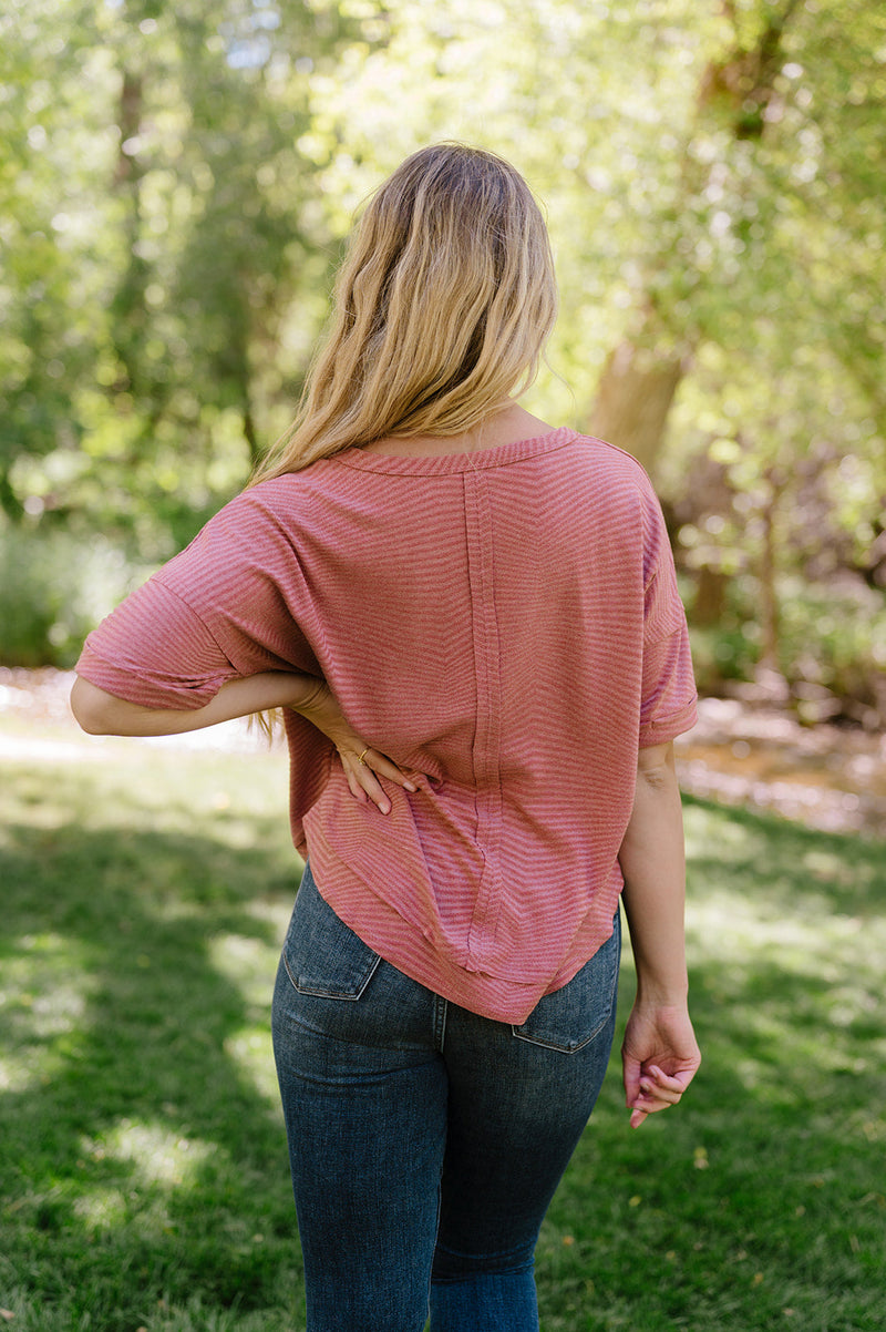 Easily Adored Rolled Sleeve Top