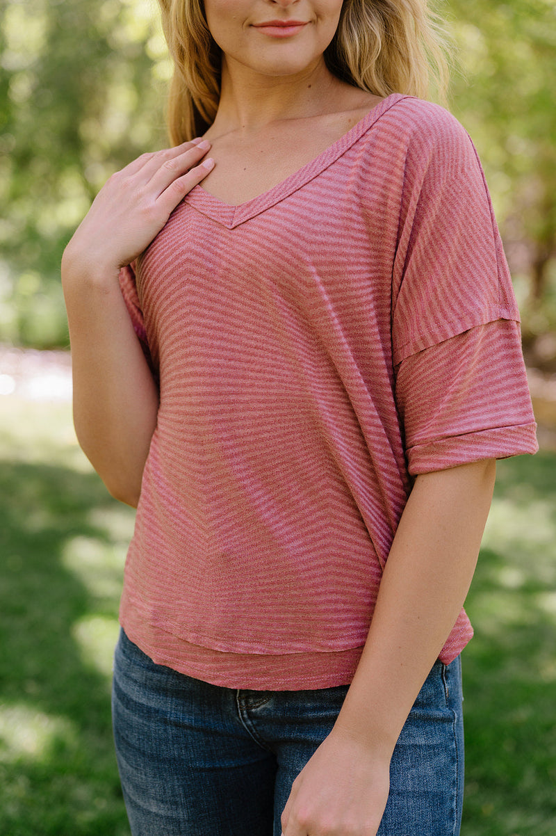 Easily Adored Rolled Sleeve Top