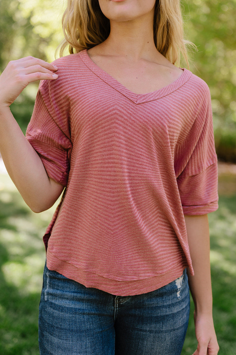 Easily Adored Rolled Sleeve Top