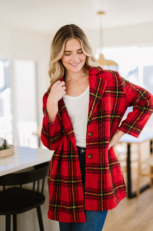 Cozy Wishes Plaid Sherpa Jacket