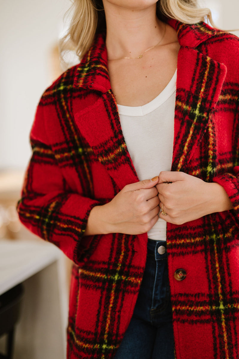 Cozy Wishes Plaid Sherpa Jacket