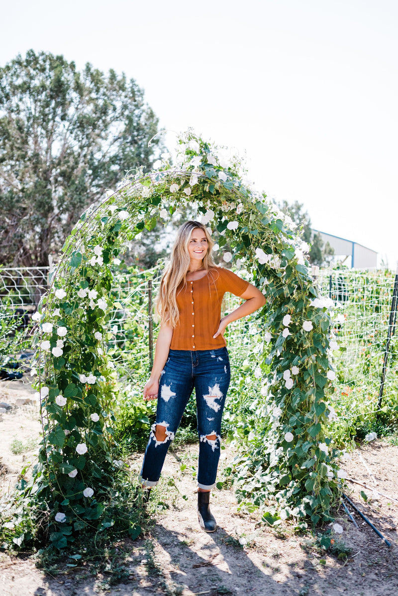 Stay Together Ribbed Top- Rust