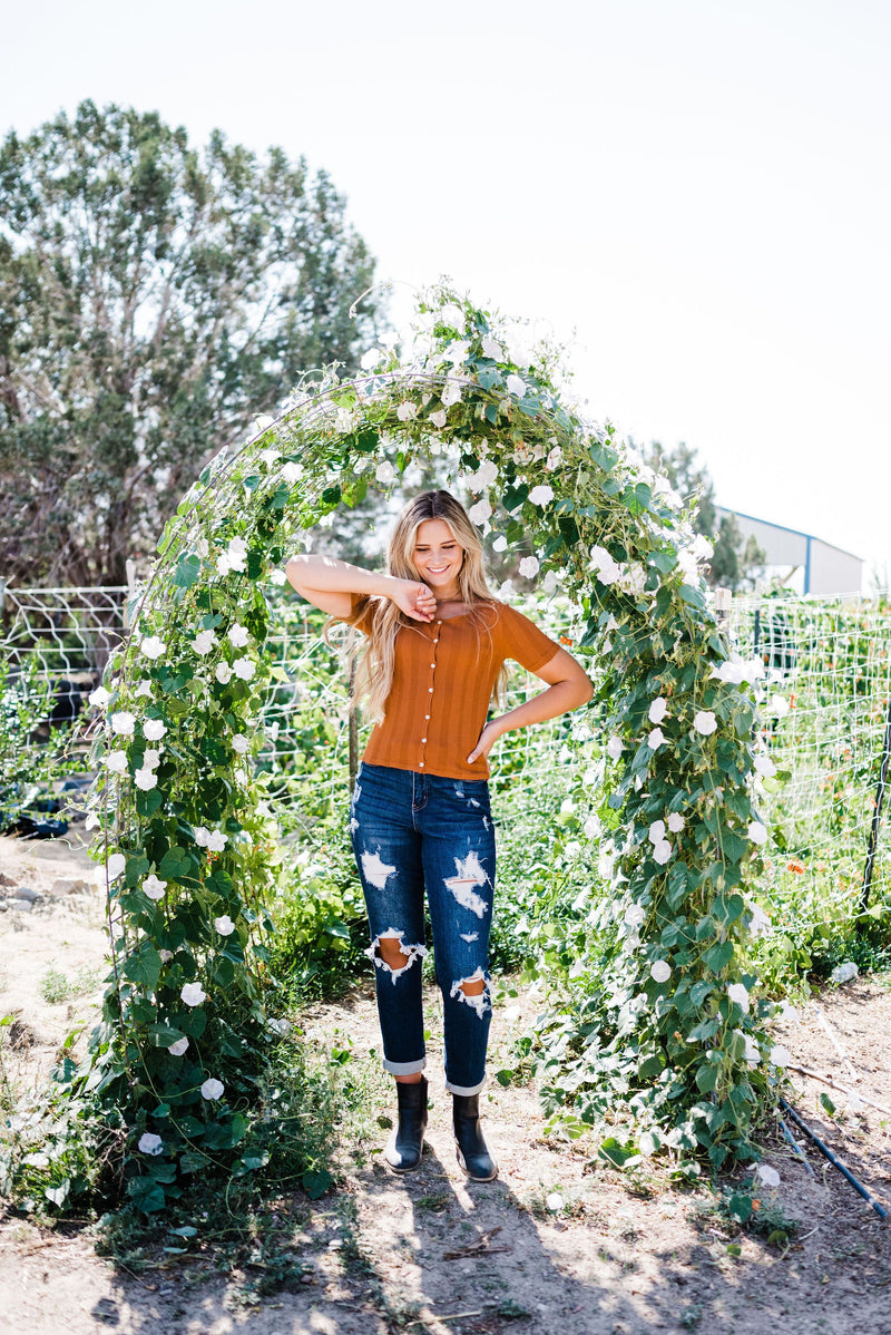 Stay Together Ribbed Top- Rust