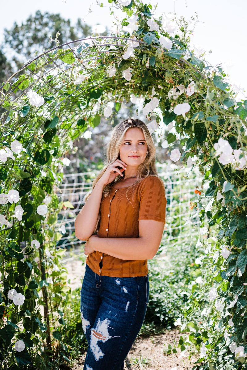Stay Together Ribbed Top- Rust