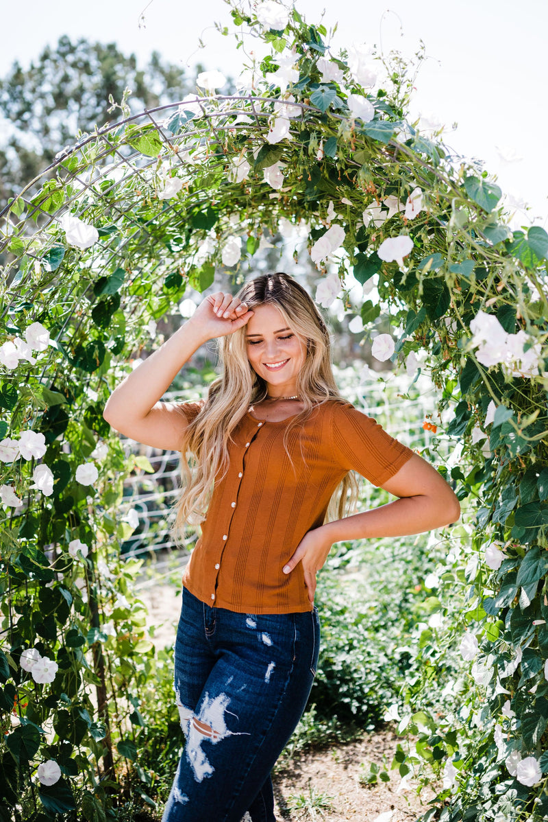 Stay Together Ribbed Top- Rust