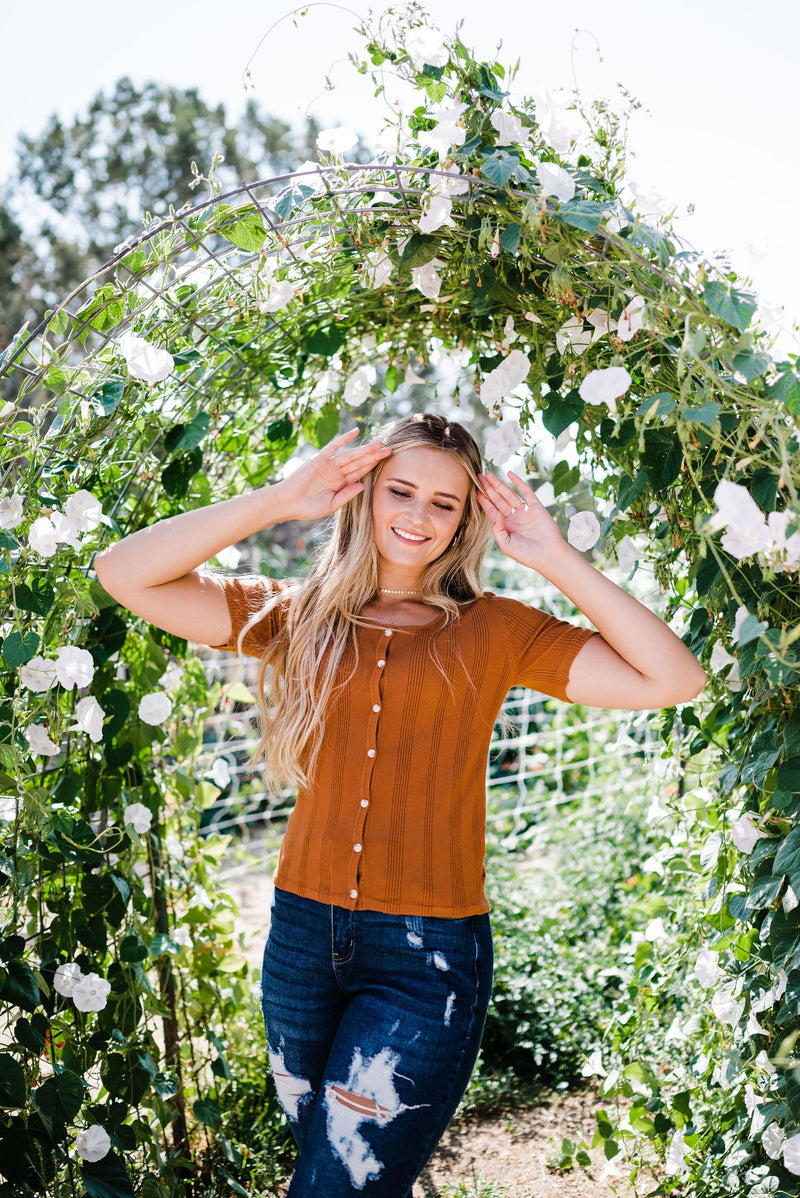Stay Together Ribbed Top- Rust