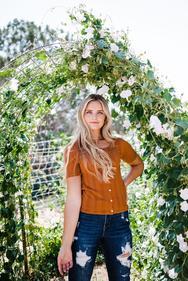 Stay Together Ribbed Top- Rust