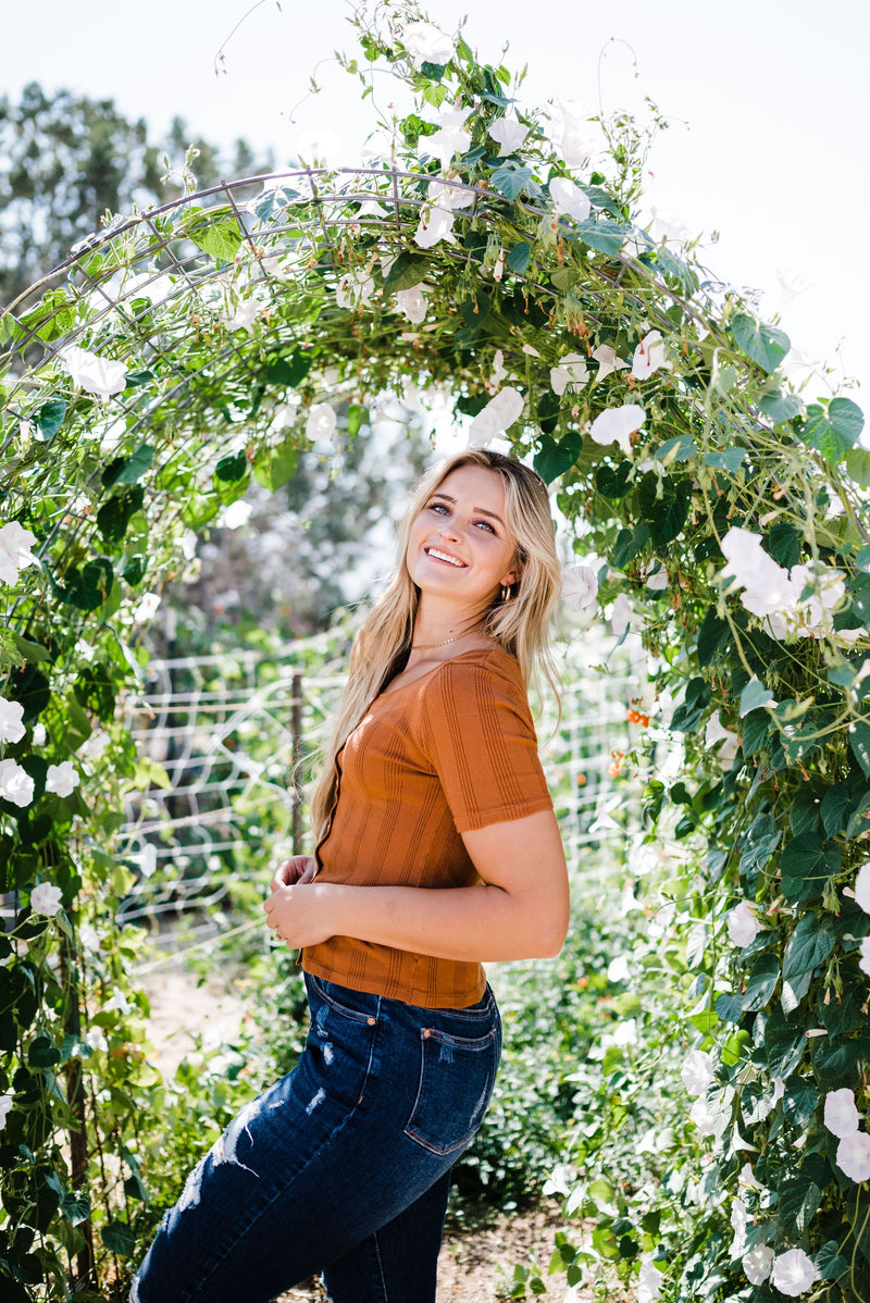 Stay Together Ribbed Top- Rust