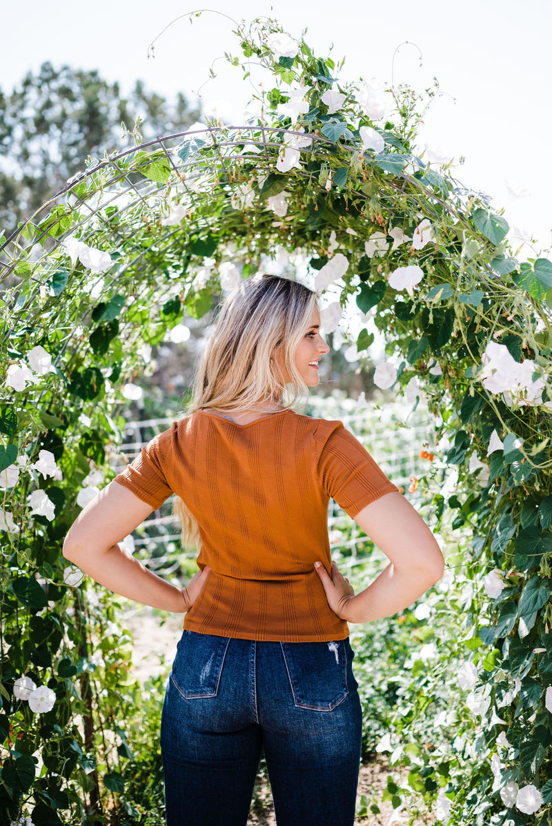 Stay Together Ribbed Top- Rust