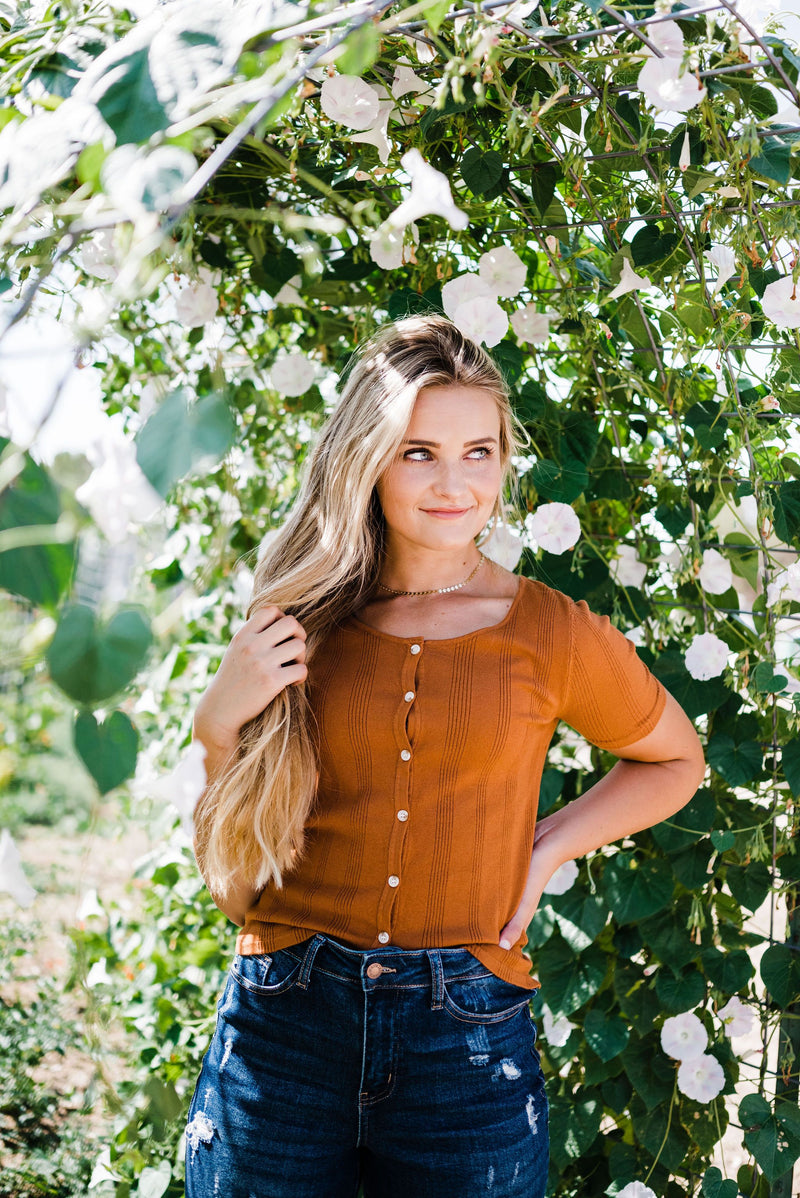 Stay Together Ribbed Top- Rust