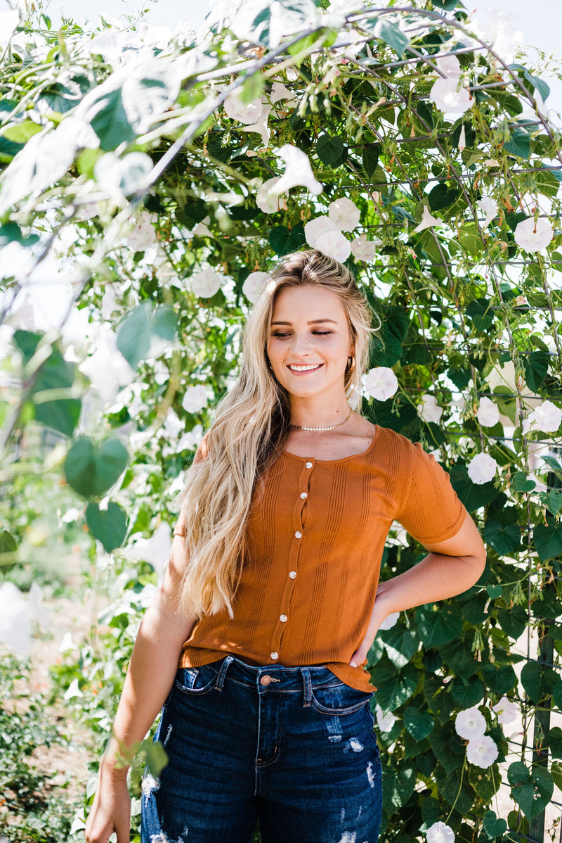 Stay Together Ribbed Top- Rust