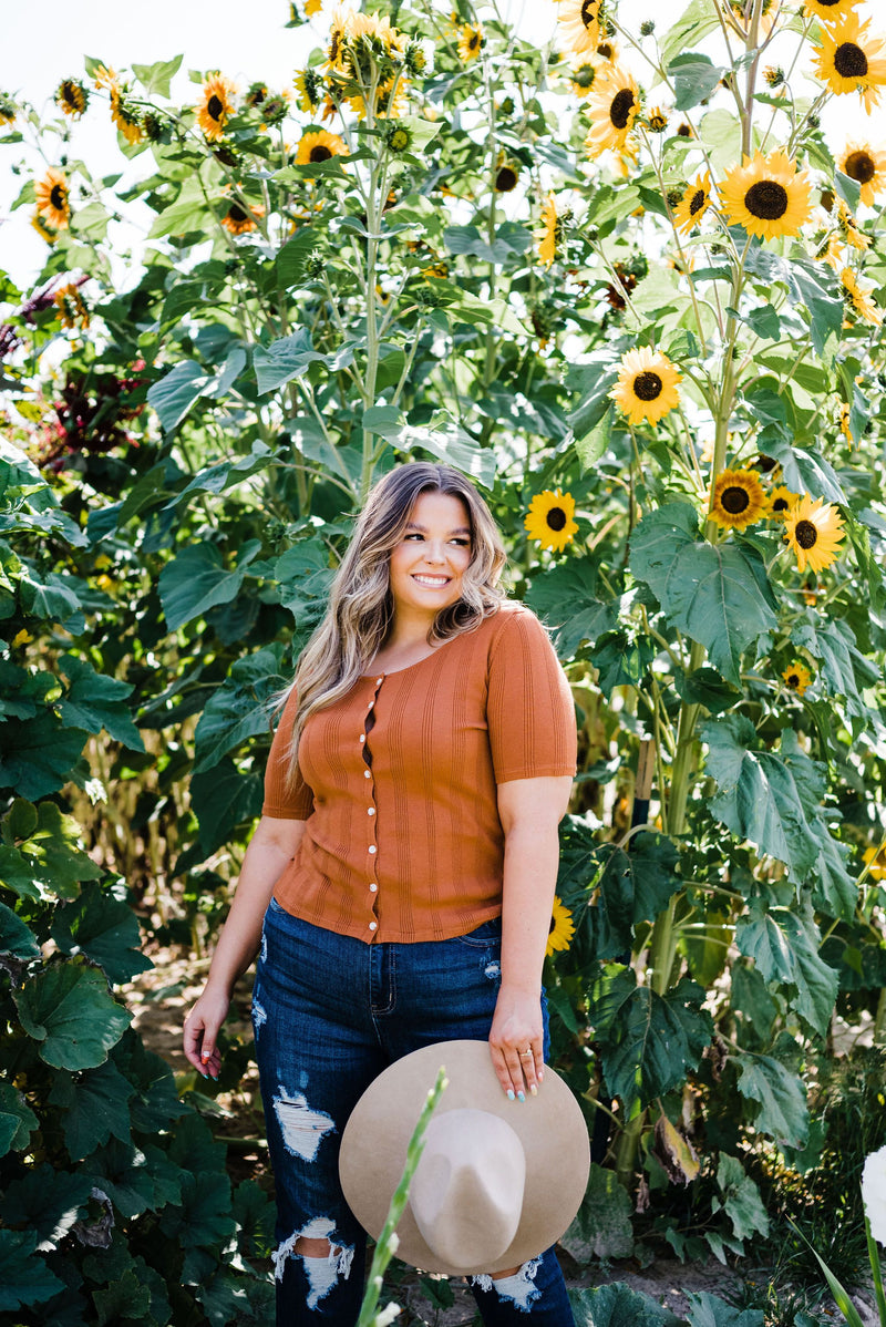 Stay Together Ribbed Top- Rust
