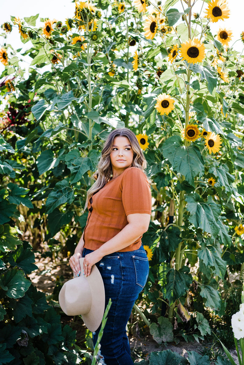 Stay Together Ribbed Top- Rust
