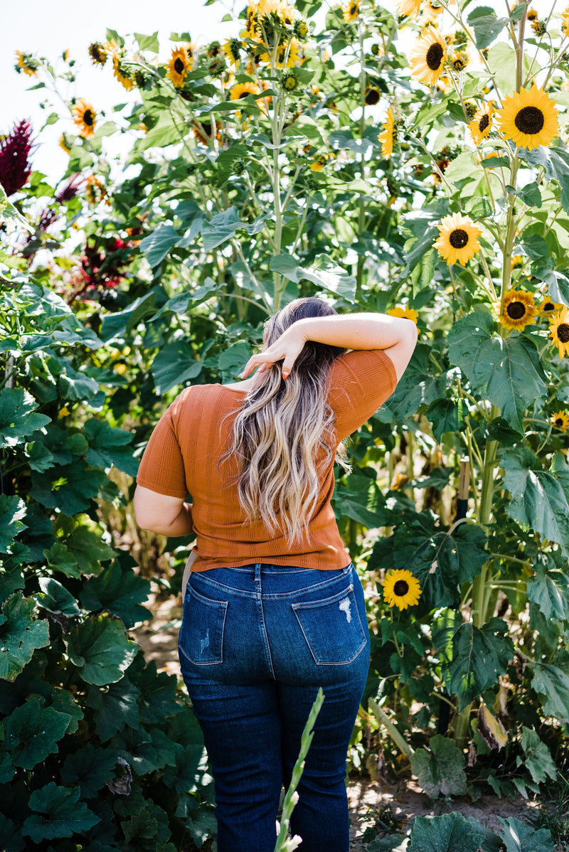Stay Together Ribbed Top- Rust