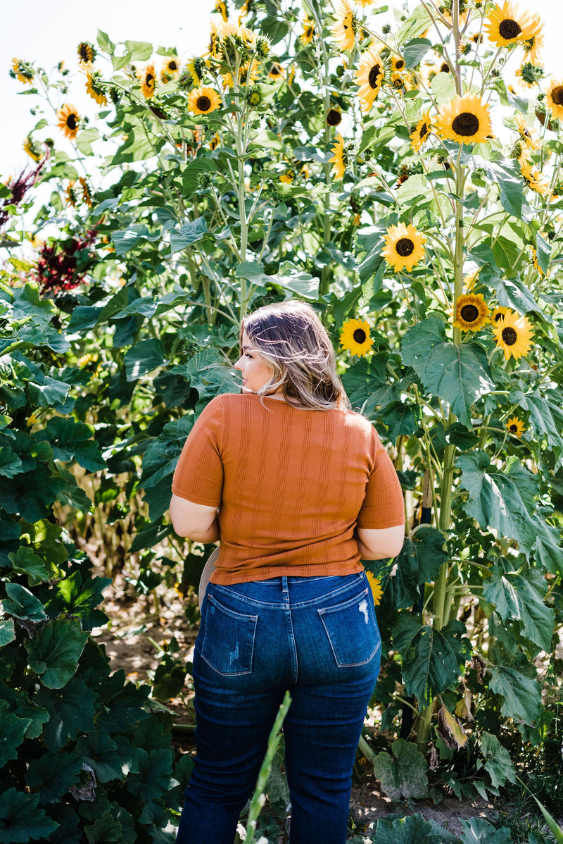 Stay Together Ribbed Top- Rust